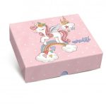Cajas de cartón tipo bisagra tamaño P. UNICORNIO