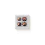 Cajas para 4 bombones con tapa de acetato. BLANCO
