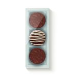 Cajas para 3 alfajores tipo base y tapa de acetato. BLANCO