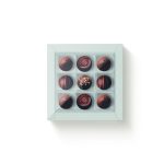 Cajas para 9 bombones tipo base y tapa de acetato. BLANCO