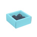 Cajas para 4 bombones con tapa de acetato. AZUL CLARO