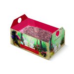 Caixote de cartón decorada para medio huevo 250 gramos. CUENTOS DE PASCUAS