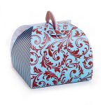 Caja tipo maleta para bien casado. ARABESCO CELESTE/MARRON